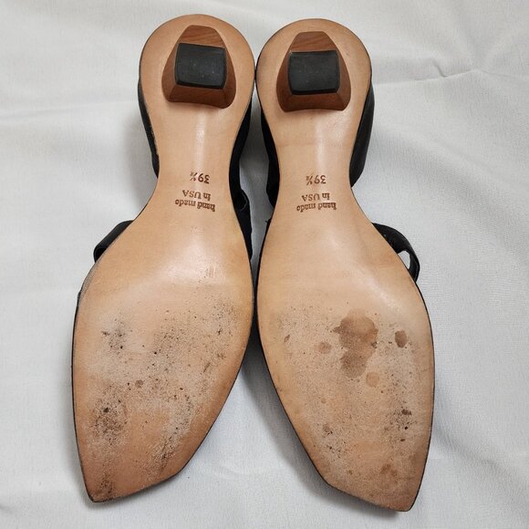 Cydwoq | Black Leather Low Heels Pointed Toe - Picture 7 of 9